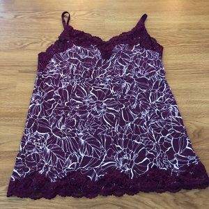 Lane Bryant Lace-Trimmed Floral Tank Top